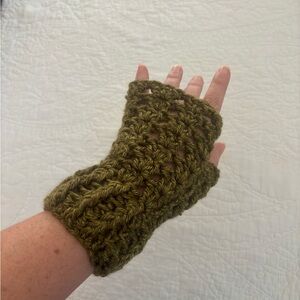 Handcrafted Olive Fingerless Crochet Gloves